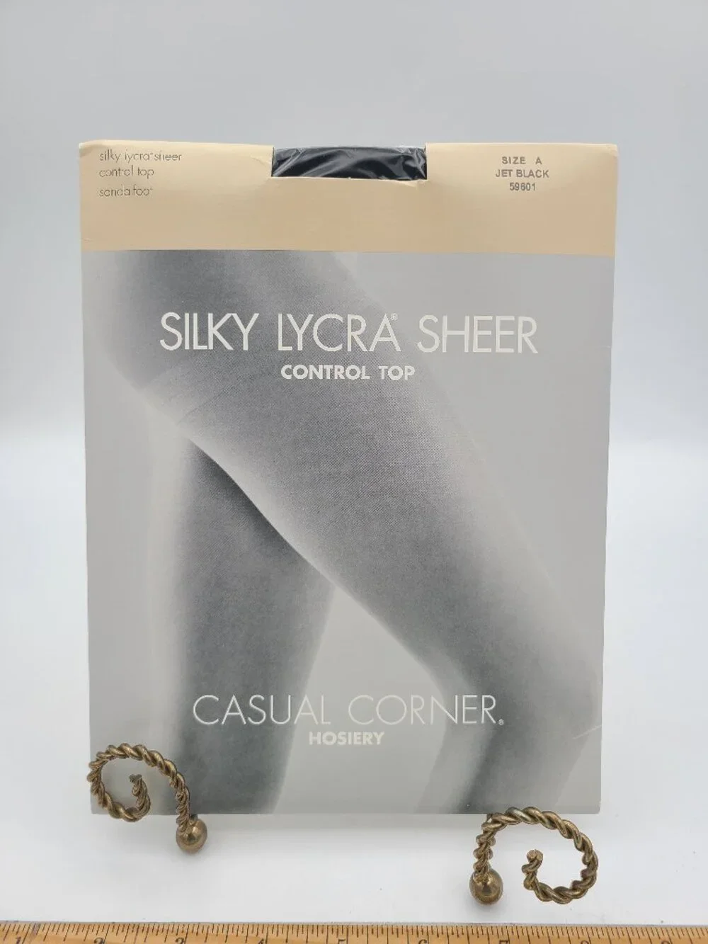 Vintage Casual Corner Silky Lycra Sheer Pantyhose Jet Black Size A NIP